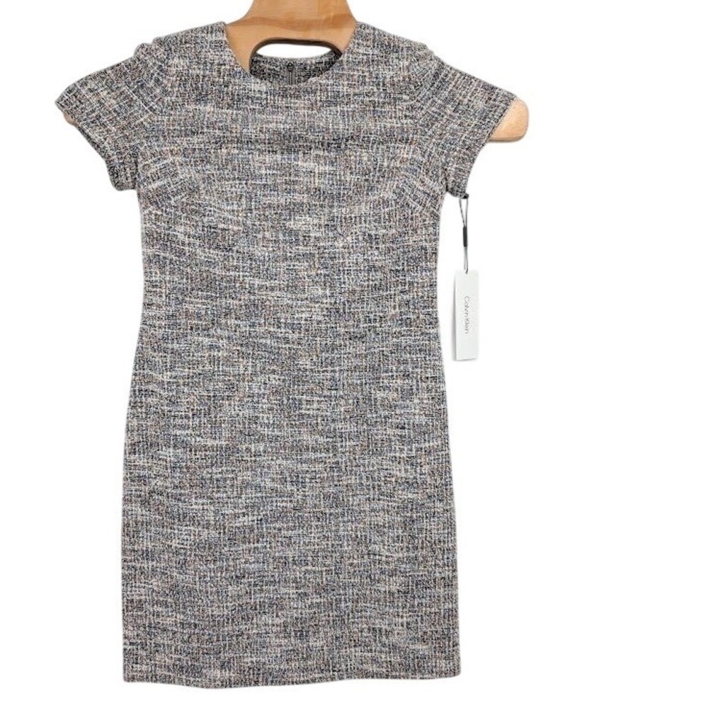 Calvin Klein‎ Tweed Sheath Dress Multicolor Career Women's 6 NWT
